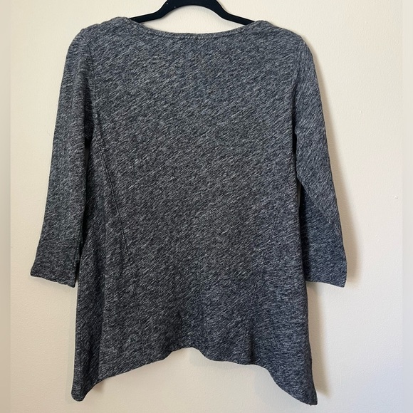 Eileen Fisher Asymmetrical Grey Sweater Top 3/4 Sleeve Size S - Picture 2 of 6